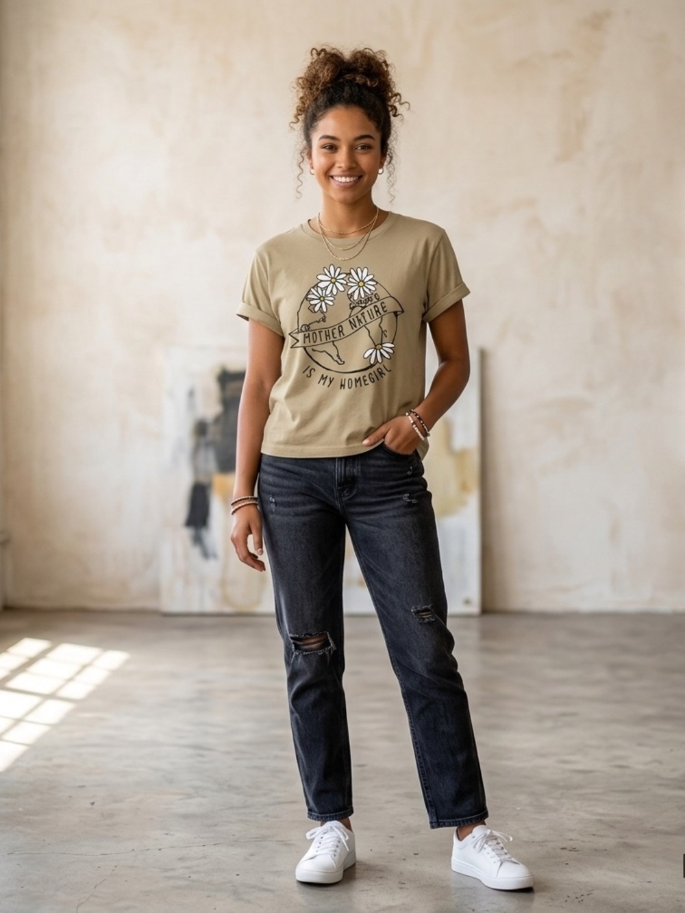 Recycled Threads Mother Nature Is My Homegirl Short Sleeve T Shirt Size Large